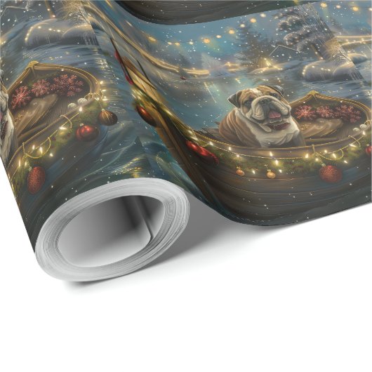 Bulldog Weihnachtsfest Geschenkpapier (Rolleneckpunkt)