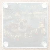 Bulldog Weihnachtsfest Glasuntersetzer (Rückseite)