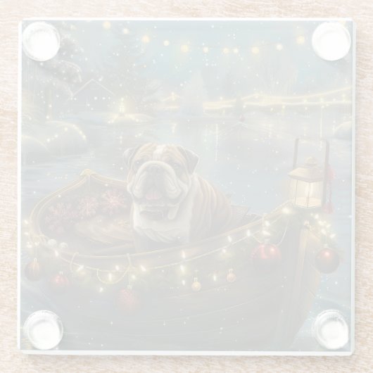 Bulldog Weihnachtsfest Glasuntersetzer (Rückseite)