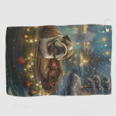 Bulldog Weihnachtsfest Golfhandtuch (Horizontal)