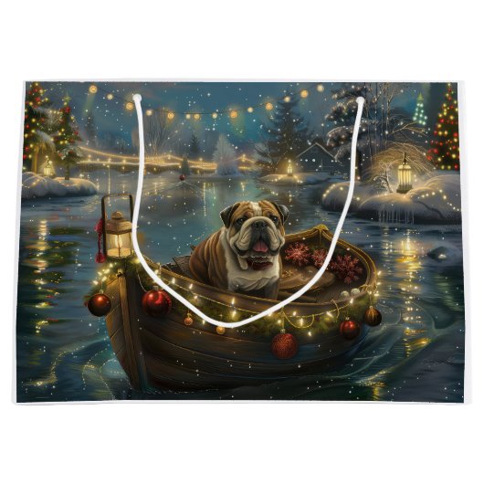Bulldog Weihnachtsfest Große Geschenktüte (Vorderseite)
