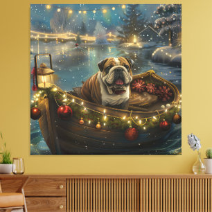 Bulldog Weihnachtsfest Leinwanddruck
