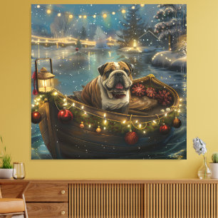 Bulldog Weihnachtsfest Leinwanddruck