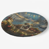 Bulldog Weihnachtsfest Pappteller (Schrägansicht)