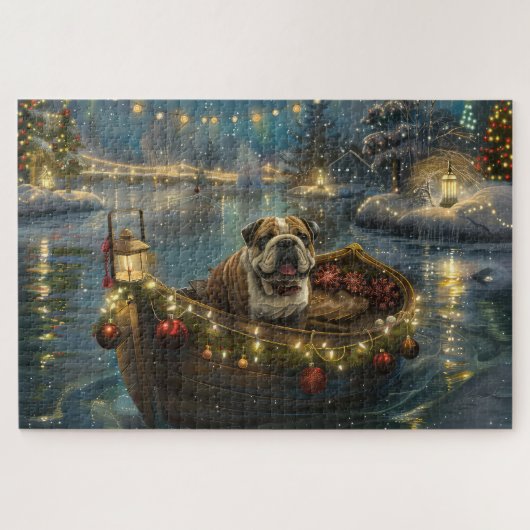 Bulldog Weihnachtsfest Puzzle (Horizontal)