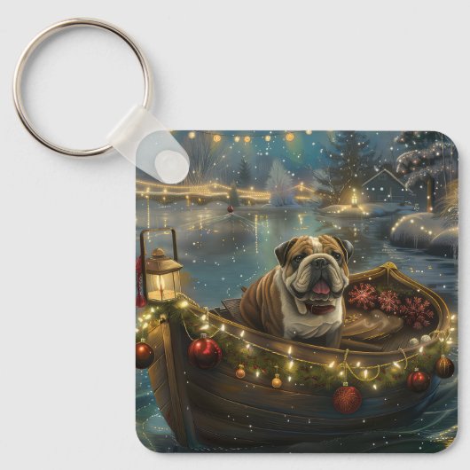 Bulldog Weihnachtsfest Schlüsselanhänger (Vorderseite)