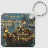 Bulldog Weihnachtsfest Schlüsselanhänger (Rückseite)