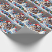 Bulldog Weihnachtsfest Schneeszene Geschenkpapier (Ecke)
