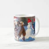 Bulldog Weihnachtsfest Schneeszene Kaffeetasse (VorderseiteRechts)