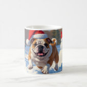 Bulldog Weihnachtsfest Schneeszene Kaffeetasse (Mittel)