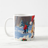 Bulldog Weihnachtsfest Schneeszene Kaffeetasse (Links)