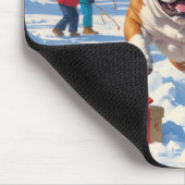 Bulldog Weihnachtsfest Schneeszene Mousepad (Ecke)