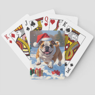 Bulldog-Weihnachtsfest-Schneeszene Spielkarten