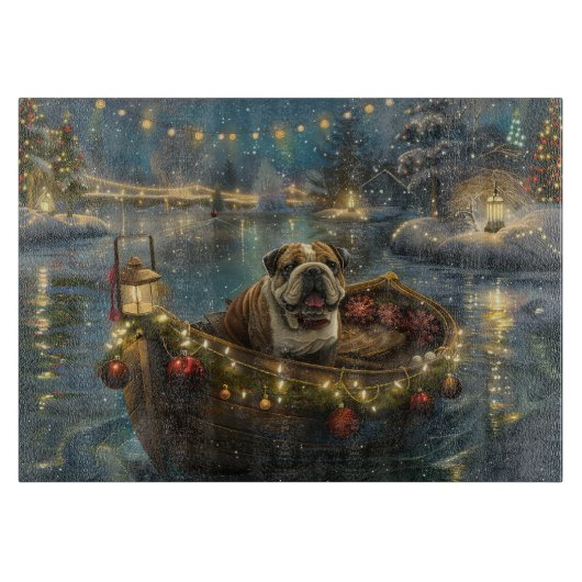 Bulldog Weihnachtsfest Schneidebrett (Vorderseite)