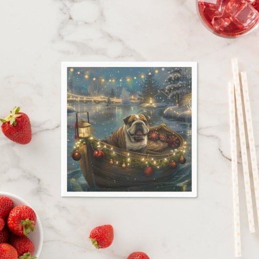 Bulldog Weihnachtsfest Serviette (Beispiel)