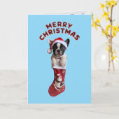 Bulldog-Weihnachtsfest-Strumpf Karte (Gelbe Blume)