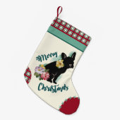 Bulldog-Weihnachtsgebäck-Strumpf Rot Türkis Kleiner Weihnachtsstrumpf (Vorderansicht (hängend))