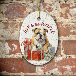 Bulldog Weihnachtsgeschenke Freude für die Welt Keramik Ornament