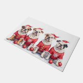 Bulldog-Weihnachtskleid mit Santa-Hut Fußmatte (Schrägansicht)