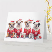 Bulldog-Weihnachtskleid mit Santa-Hut Karte (Gelbe Blume)