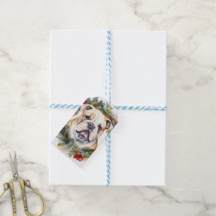 Bulldog-Weihnachtskranz Festiver Hund Geschenkanhänger
