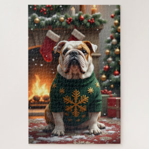 Bulldog-Weihnachtskunst Puzzle