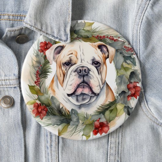 Bulldog Weihnachtsmann Button (Beispiel)