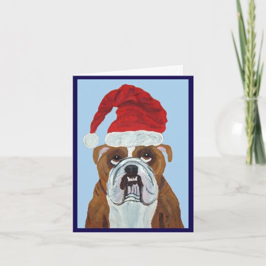 Bulldog Weihnachtsmann Einladung (Vorderseite)