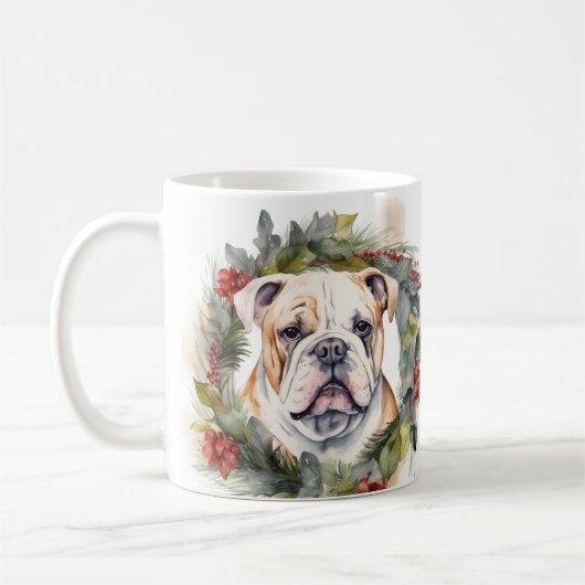 Bulldog Weihnachtsmann Kaffeetasse (Links)