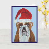 Bulldog Weihnachtsmann Karte (Gelbe Blume)