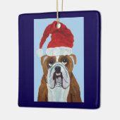 Bulldog Weihnachtsmann Keramikornament (Links)