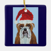 Bulldog Weihnachtsmann Keramikornament (Vorderseite)