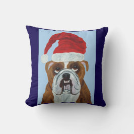 Bulldog Weihnachtsmann Kissen