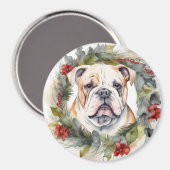 Bulldog Weihnachtsmann Magnet (Vorderseite/Rückseite)