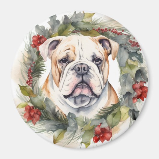 Bulldog Weihnachtsmann Magnet (Vorne)