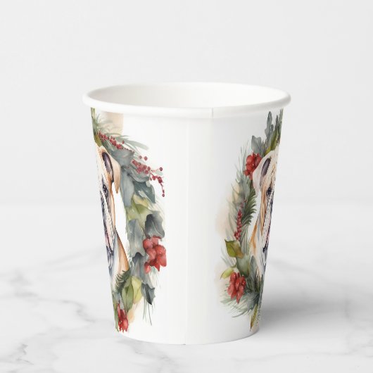 Bulldog Weihnachtsmann Pappbecher (Rechts)