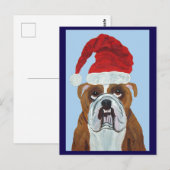 Bulldog Weihnachtsmann Postkarte (Vorne/Hinten)