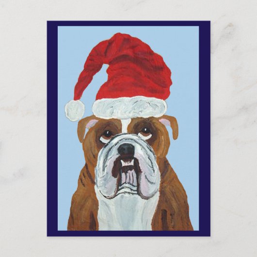 Bulldog Weihnachtsmann Postkarte (Vorderseite)