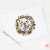 Bulldog Weihnachtsmann Runder Aufkleber (Umschlag)