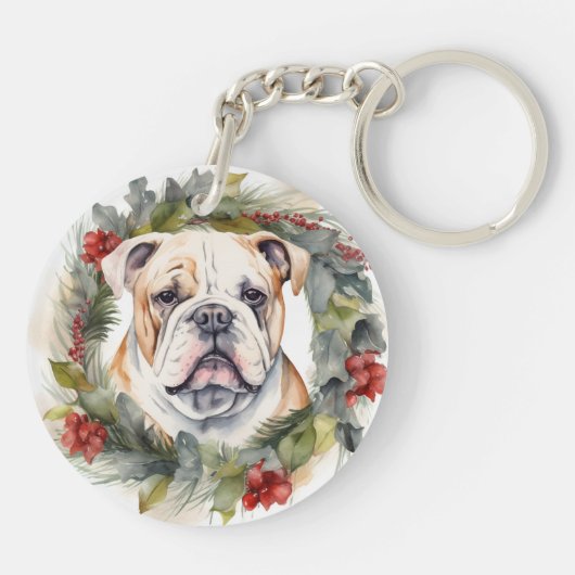 Bulldog Weihnachtsmann Schlüsselanhänger (Rückseite)