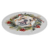 Bulldog Weihnachtsmann Schneidebrett (Ecke)