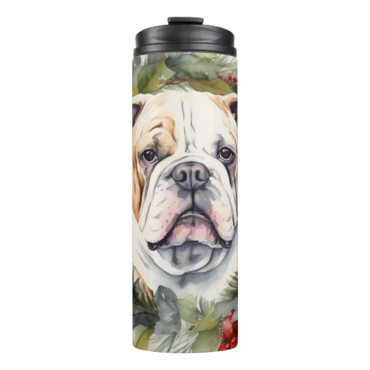 Bulldog Weihnachtsmann Thermosbecher (Vorderseite)