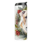 Bulldog Weihnachtsmann Thermosbecher (Nach links gedreht)