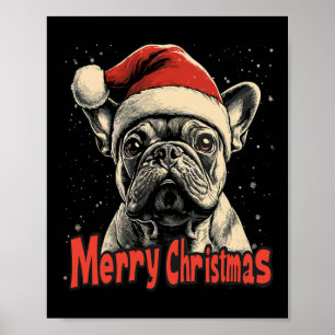 Bulldog Weihnachtsmannmütze Frohe Weihnachten Weih Poster