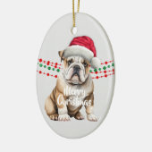 Bulldog Weihnachtsmannmütze Holiday Beads Keramik Ornament (Links)