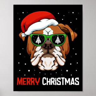 Bulldog Weihnachtsmannmütze Weihnachten Pajama Dog Poster