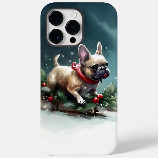 Bulldog Weihnachtsschnee im Winter Case-Mate iPhone Hülle (Rückseite)