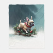 Bulldog Weihnachtsschnee im Winter Fleecedecke (Vorderseite)
