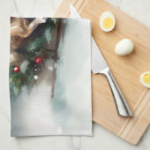 Bulldog Weihnachtsschnee im Winter Geschirrtuch (Viertel Falte)