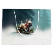 Bulldog Weihnachtsschnee im Winter Große Geschenktüte (Rückseite)